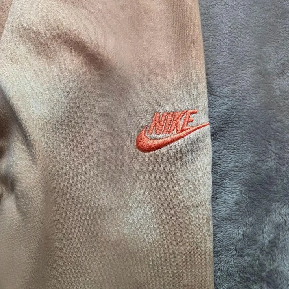 Nike Jogger Pants Kids 4 Beige Fleece Elastic Waist Logo Cuffed Sweatpants